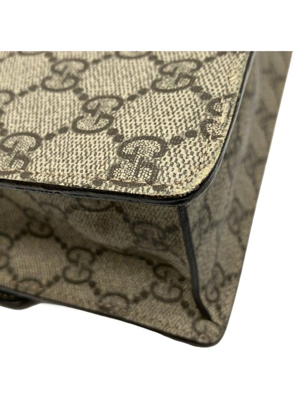 Gucci Handbag GG Plus Supreme Beige Dark Brown Leather - Picture 6 of 10